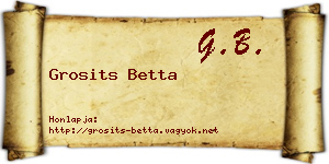 Grosits Betta névjegykártya